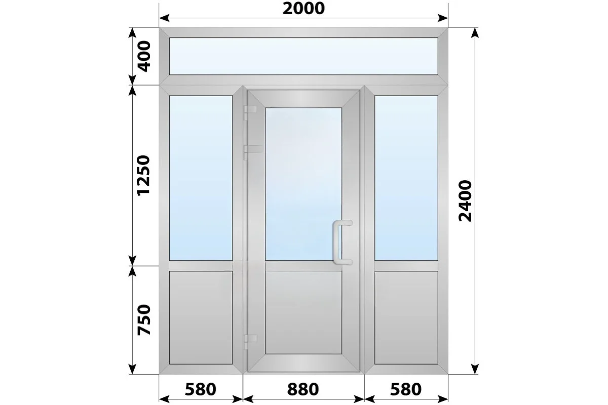 Холодная алюминиевая входная группа 2000x2400 мм