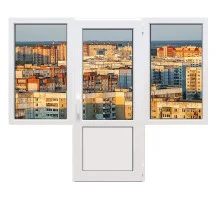 Балконный блок Kommerling 70ST plus с двумя окнами и поворотно-откидной дверью 2300 x 2200 мм