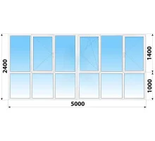 Панорамные металлопластиковые окна WDS 7S 5000x2400 мм