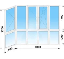 Панорамные металлопластиковые окна WDS 7S 3800x2700 мм