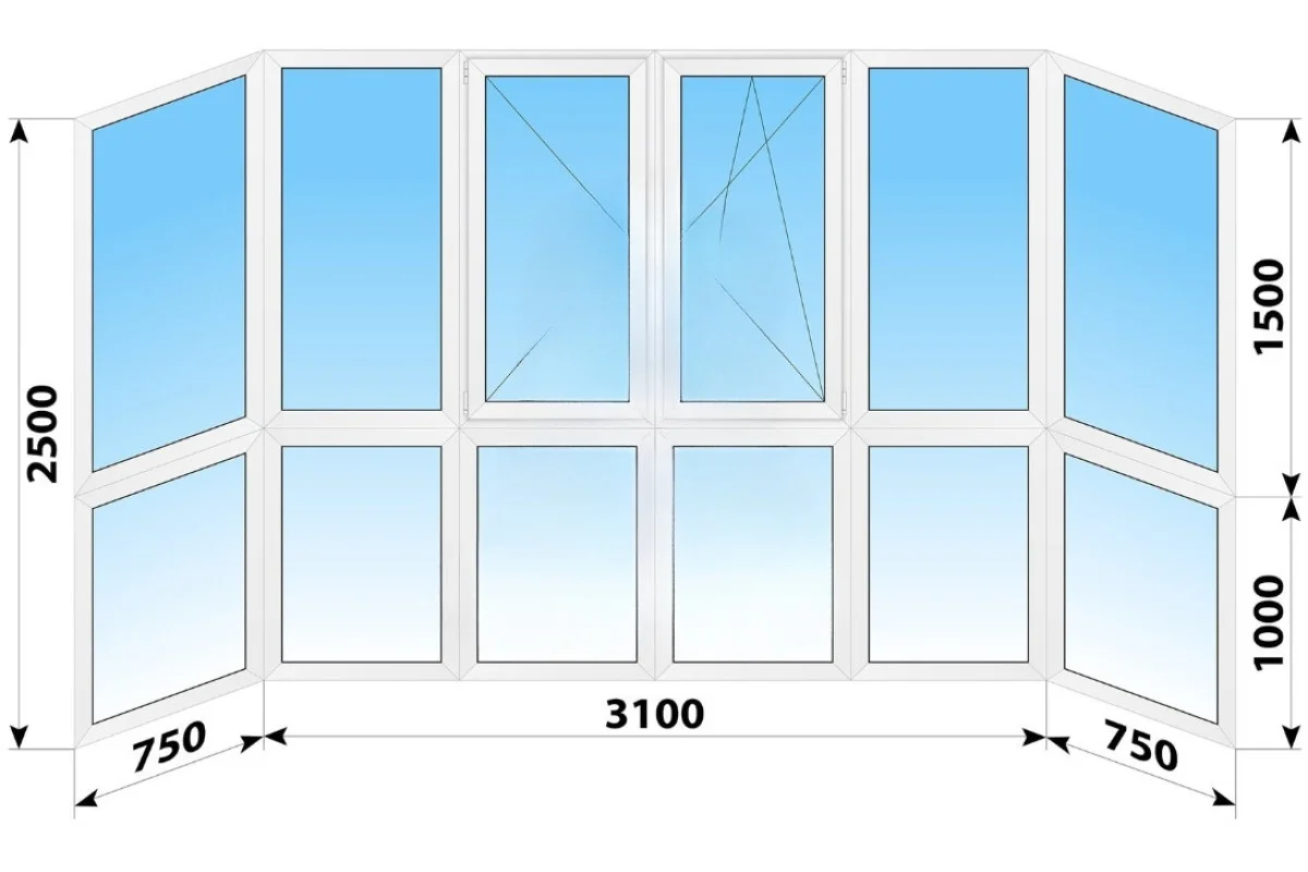 Панорамные металлопластиковые окна WDS 7S 4600x2500 мм