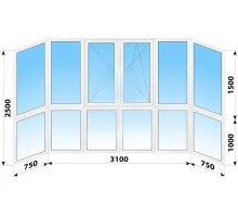 Панорамные металлопластиковые окна WDS 7S 4600x2500 мм