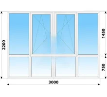 Панорамные металлопластиковые окна WDS 7S 3000x2200 мм