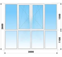 Панорамные металлопластиковые окна WDS 7S 3000x2600 мм