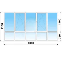 Панорамные металлопластиковые окна WDS 7S 4000x2150 мм