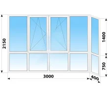 Панорамные металлопластиковые окна WDS 7S 3400x2150 мм