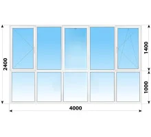 Панорамные металлопластиковые окна WDS 7S 4000x2400 мм
