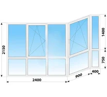 Панорамные металлопластиковые окна WDS 7S 3700x2150 мм