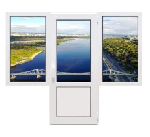 Балконный блок REHAU EURO 60 с двумя окнами и поворотно-откидной дверью 2200 x 2200 мм