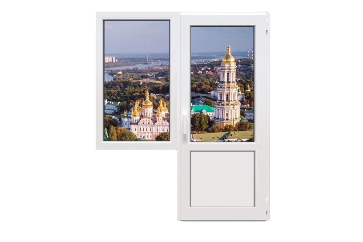 Балконный блок Salamander StreamLine76 с глухим окном и поворотно-откидной дверью 1800 x 2100 мм
