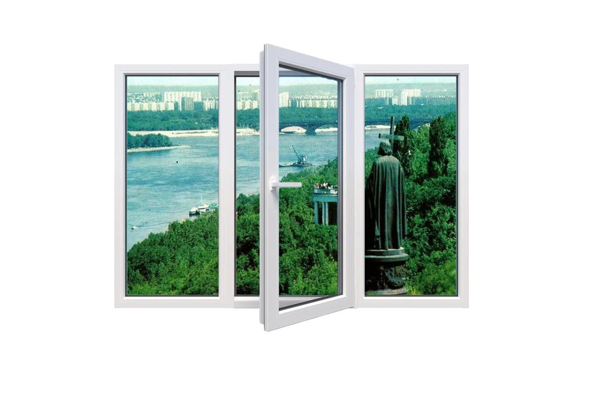 Металлопластиковые окна VEKA Softline трёхстворчатое с поворотно-откидной створкой 2700 x 700 мм