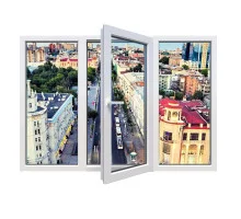 Металлопластиковые окна VEKA Proline трёхстворчатое с поворотно-откидной створкой 2400 x 800 мм