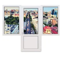 Балконный блок VEKA Proline с двумя окнами и поворотно-откидной дверью 2200 x 2100 мм