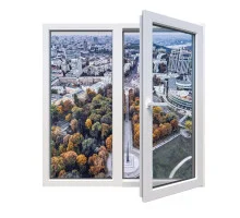 Металлопластиковые окна Viknaland 85Pro двустворчатое с поворотно-откидной створкой 1100 x 1300 мм