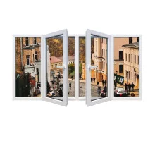 Металопластикове вікно Viknaroff Fenster 500 чотиристулкове з двома поворотно-відкидними стулками 2900 x 1500 мм