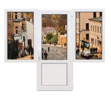 Балконный блок Viknaroff Fenster 500 с двумя окнами и поворотно-откидной дверью 2400 x 1900 мм