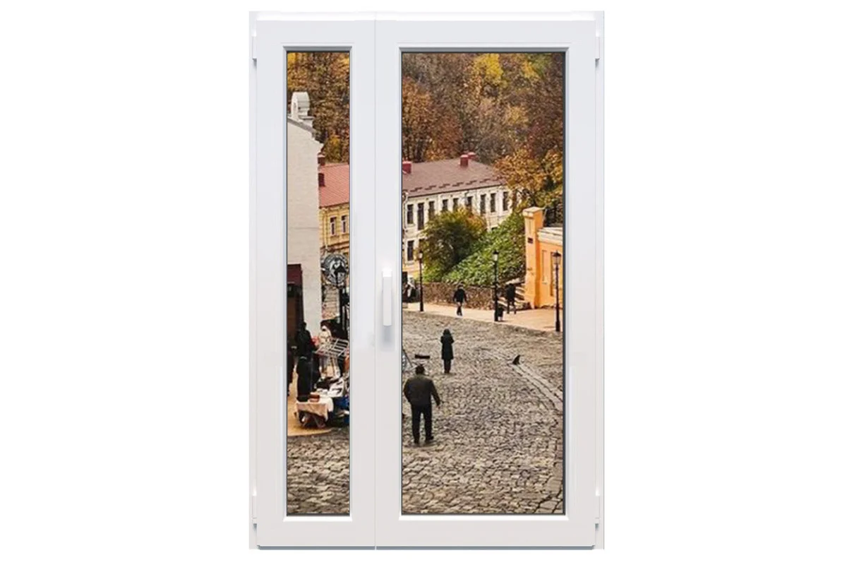 Металопластикові двері Viknaroff Fenster 500 полуторні з поворотно-відкидною створкою 1300 x 2100 мм