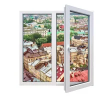 Металопластикове вікно Viknaroff Gealan S8000 двостулкове з поворотно-відкидною стулкою 1300 x 1400 мм