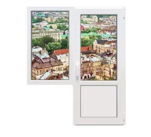 Балконный блок Viknaroff Gealan S8000 с глухим окном и поворотно-откидной дверью 1500 x 2100 мм