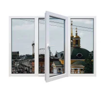 Металопластикове вікно Viknaroff MegaLine 600 трьохстулкове з поворотно-відкидною стулкою 2400 x 1000 мм