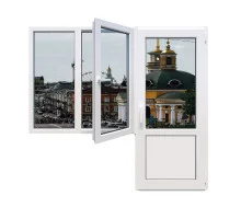 Балконный блок Viknaroff MegaLine 600 с двухстворчатым окном и поворотно-откидной створкой 1900 x 2000 мм