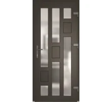 Металопластикові вхідні двері Viknaroff MegaLine 600 New антрацит піщаний 3960х2050 мм