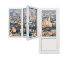 Балконный блок WDS 7S с двухстворчатым окном и поворотно-откидной створкой 2100 x 2000 мм