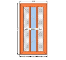 Входные двери WDS 6S 70mm, 1090х2010 мм, середина стеклянная, двухкамерный пакет бронза, сендвич панель по бокам, цвет со стороны петель Золотой дуб, с другой стороны белый